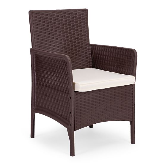 Set di mobili da giardino 2 poltrone + tavolino vetro temperato marrone MultiGarden