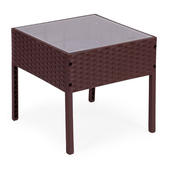 Set di mobili da giardino 2 poltrone + tavolino vetro temperato marrone MultiGarden