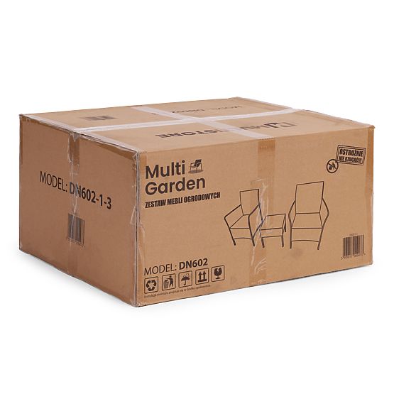 Set di mobili da giardino 2 poltrone + tavolino vetro temperato marrone MultiGarden