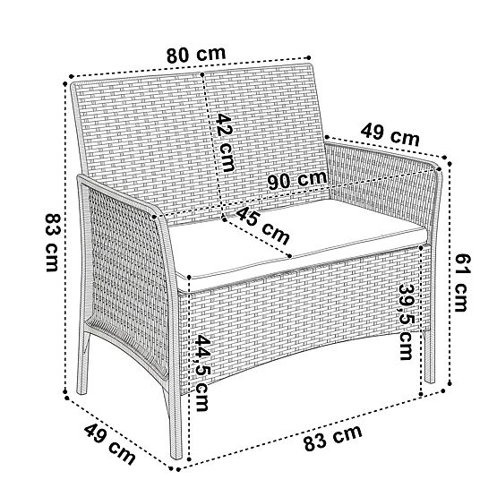 Set di mobili da giardino CAMELIA nero cuscini neri