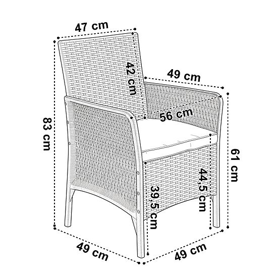 Set di mobili da giardino CAMELIA nero cuscini neri