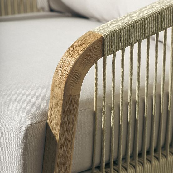 Set di mobili da giardino Castello, intrecciato, legno di acacia FSC, aspetto teak, beige