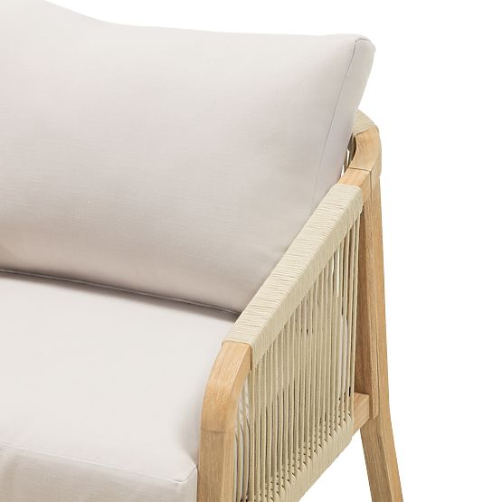 Set di mobili da giardino Castello, intrecciato, legno di acacia FSC, aspetto teak, beige