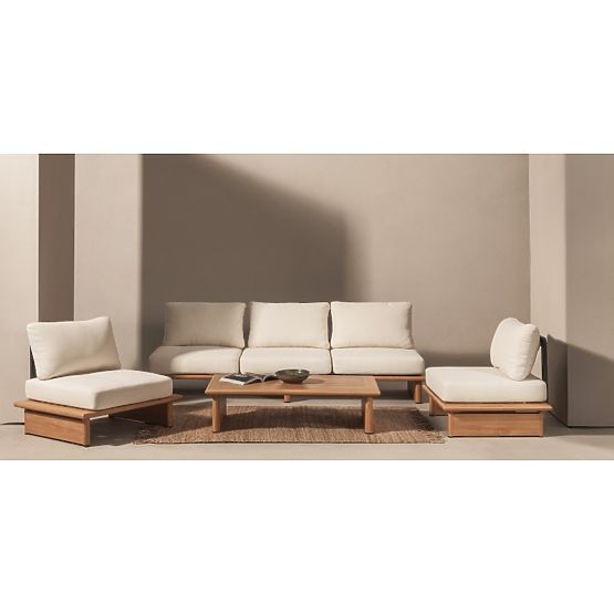 Set di mobili da giardino Conny in alluminio, beige chiaro, effetto legno