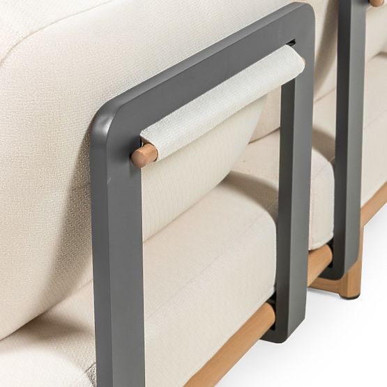 Set di mobili da giardino Conny in alluminio, beige chiaro, effetto legno