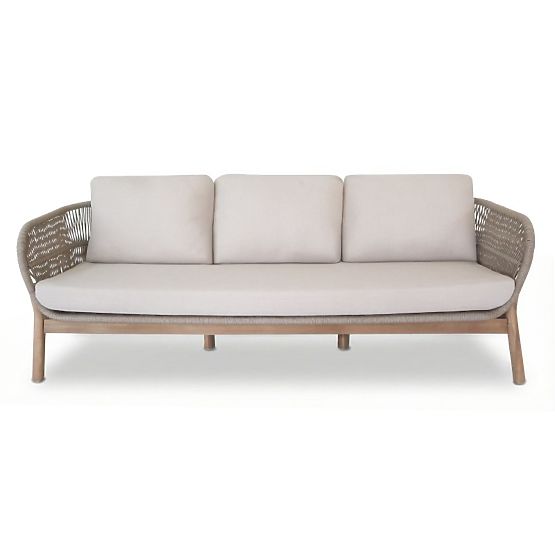 Set di mobili da giardino Fiorentino 2 aspetto teak, intreccio, legno di acacia chiaro FSC, beige, a