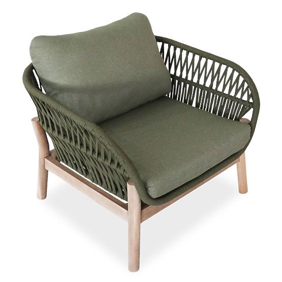 Set di mobili da giardino Fiorentino aspetto teak, intrecciato, legno di acacia chiaro FSC, verde, a