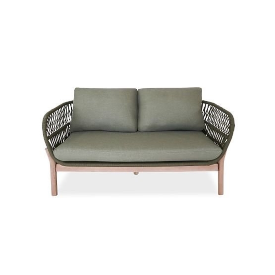 Set di mobili da giardino Fiorentino aspetto teak, intrecciato, legno di acacia chiaro FSC, verde, a