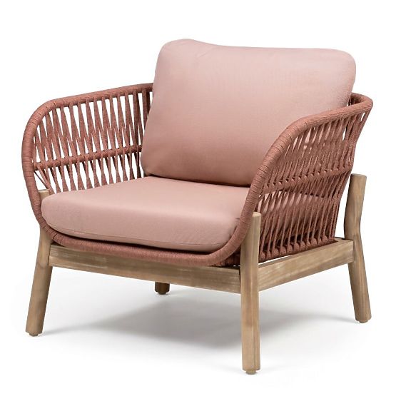 Set di mobili da giardino Fiorentino aspetto teak, intreccio, legno di acacia chiaro FSC, terracotta