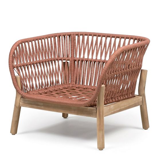 Set di mobili da giardino Fiorentino aspetto teak, intreccio, legno di acacia chiaro FSC, terracotta