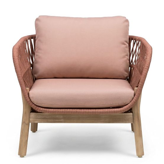 Set di mobili da giardino Fiorentino aspetto teak, intreccio, legno di acacia chiaro FSC, terracotta