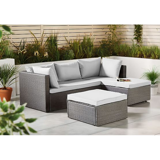 Set di mobili da giardino FLORENCJA divano grigio con ottomana