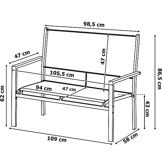 Set di mobili da giardino GRACIOSA BLACK