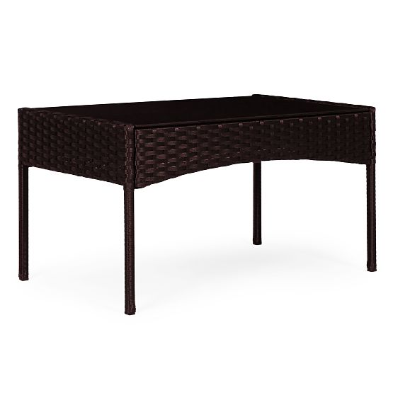 Set di mobili da giardino in technorattan panca tavolo sedie marrone scuro MultiGarden