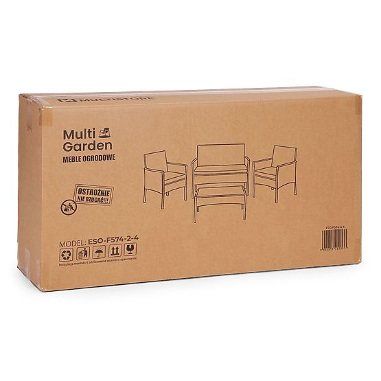 Set di mobili da giardino in technorattan panca tavolo sedie marrone scuro MultiGarden