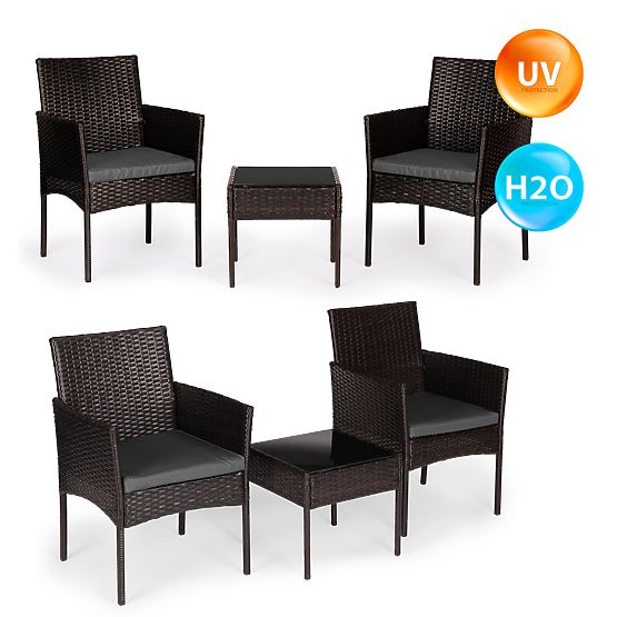Set di mobili da giardino in tecnorattan 2 sedie tavolo marrone scuro MultiGarden