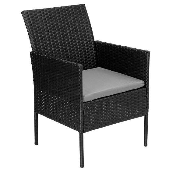 Set di mobili da giardino in tecnorattan MAGNOLIA nero con cuscini grigi