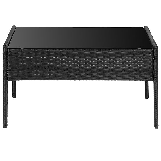 Set di mobili da giardino in tecnorattan MAGNOLIA nero con cuscini grigi