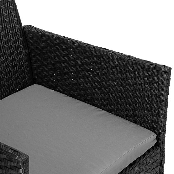 Set di mobili da giardino in tecnorattan MAGNOLIA nero con cuscini grigi