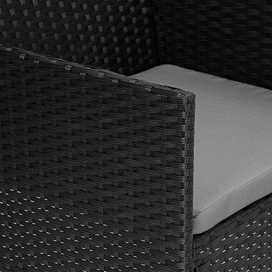 Set di mobili da giardino in tecnorattan MAGNOLIA nero con cuscini grigi