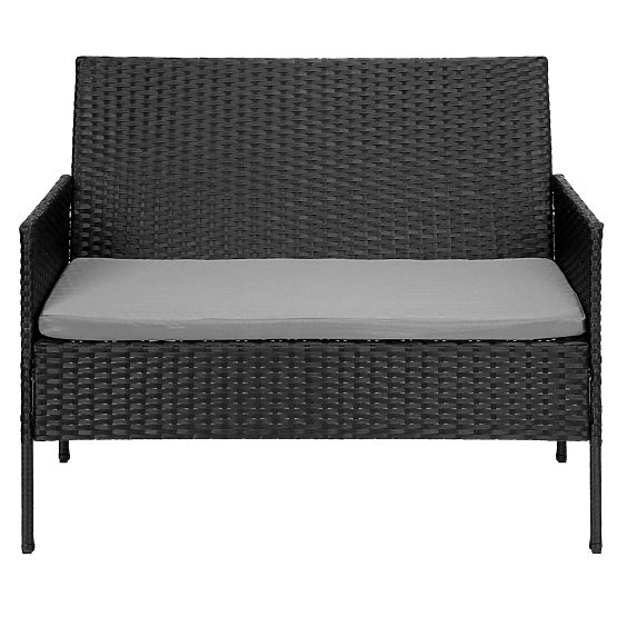 Set di mobili da giardino in tecnorattan MAGNOLIA nero con cuscini grigi