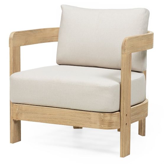 Set di mobili da giardino Japandi in legno di acacia FSC, aspetto teak, beige chiaro, arrotondato