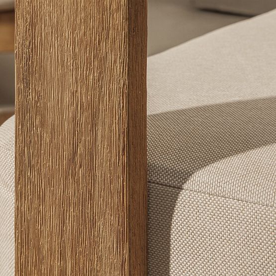 Set di mobili da giardino Japandi in legno di acacia FSC, aspetto teak, beige chiaro, arrotondato