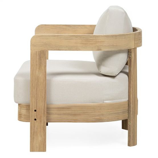 Set di mobili da giardino Japandi in legno di acacia FSC, aspetto teak, beige chiaro, arrotondato