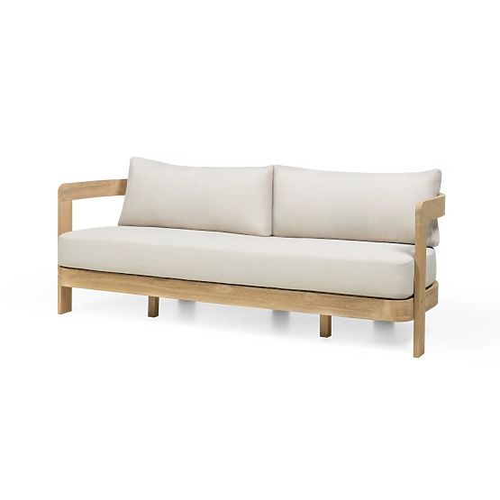 Set di mobili da giardino Japandi in legno di acacia FSC, aspetto teak, beige chiaro, arrotondato