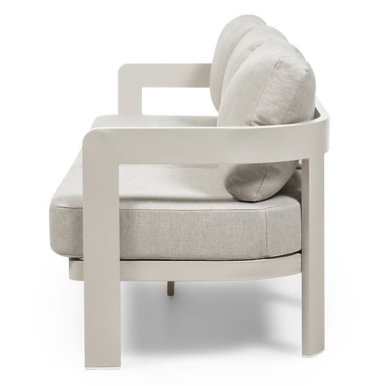 Set di mobili da giardino Japori, alluminio, beige chiaro, arrotondato