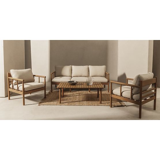 Set di mobili da giardino Mortlake in legno di eucalipto FSC, aspetto teak, beige chiaro