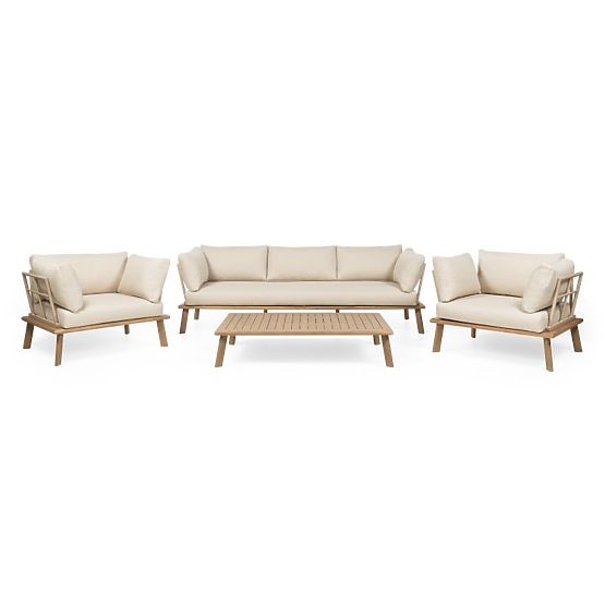 Set di mobili da giardino Penne in legno di eucalipto FSC, alluminio, beige
