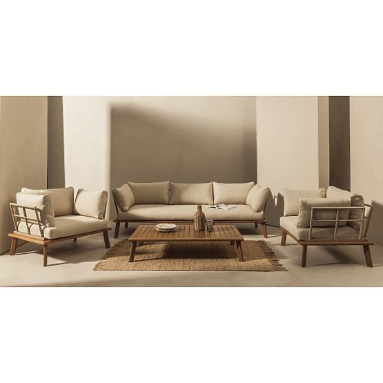 Set di mobili da giardino Penne in legno di eucalipto FSC, alluminio, beige