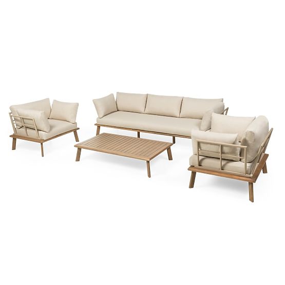 Set di mobili da giardino Penne in legno di eucalipto FSC, alluminio, beige