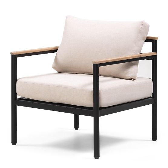 Set di mobili da giardino Porticello, alluminio, legno di acacia FSC, effetto teak, beige/nero