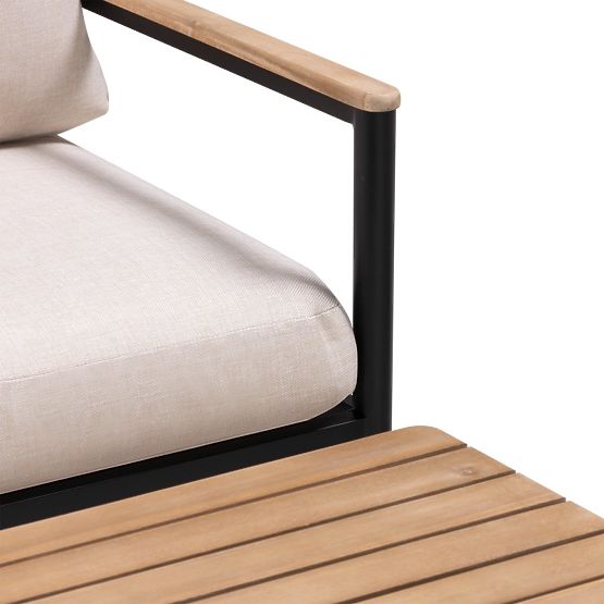 Set di mobili da giardino Porticello, alluminio, legno di acacia FSC, effetto teak, beige/nero