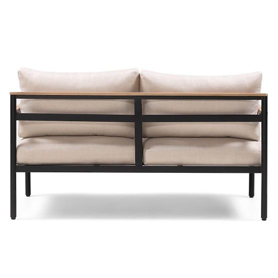 Set di mobili da giardino Porticello, alluminio, legno di acacia FSC, effetto teak, beige/nero