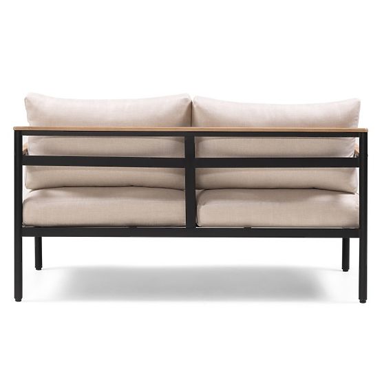 Set di mobili da giardino Porticello, alluminio, legno di acacia FSC, effetto teak, beige/nero