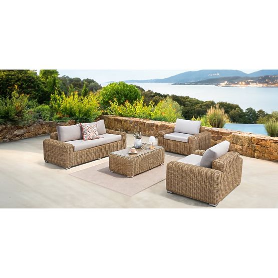 Set di mobili da giardino Sandy, rattan sintetico, beige