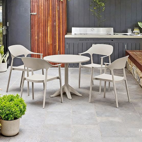 Set di mobili da giardino (tavolo rotondo + 4 sedie) VITA beige