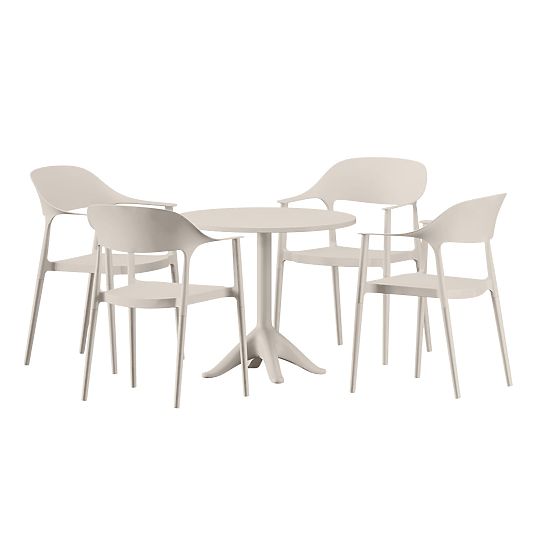 Set di mobili da giardino (tavolo rotondo + 4 sedie) VITA beige