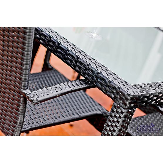 Set di mobili da pranzo in tecnorattan (tavolo 150×90 cm + 6 sedie) AVVICENTE, nero