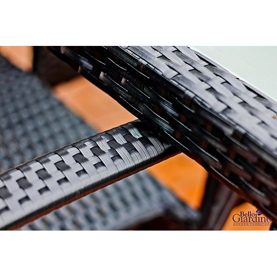 Set di mobili da pranzo in tecnorattan (tavolo 150×90 cm + 6 sedie) AVVICENTE, nero