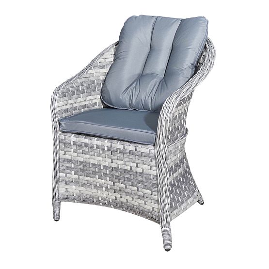 Set di mobili da tavolo in tecnorattan (4 poltrone + tavolo rotondo) MODERNO grigio chiaro