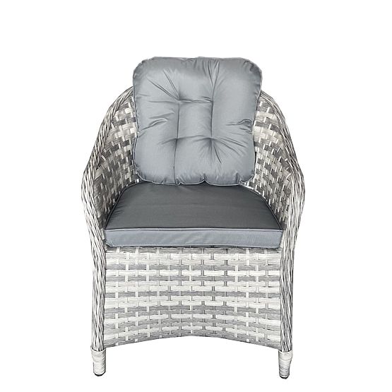 Set di mobili da tavolo in tecnorattan (4 poltrone + tavolo rotondo) MODERNO grigio chiaro