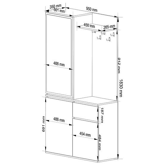 SET DI MOBILI PER INGRESSO ENTRO PK NERO / ROVERE CRAFT