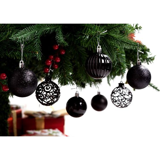 SET DI PALLINE DI NATALE NERE 6 PEZZI KL-21X25