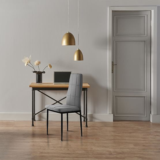 Set di sedie imbottite per sala da pranzo e soggiorno 4 pezzi grigie