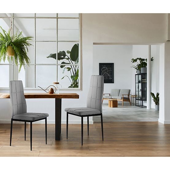 Set di sedie imbottite per sala da pranzo e soggiorno 4 pezzi grigie
