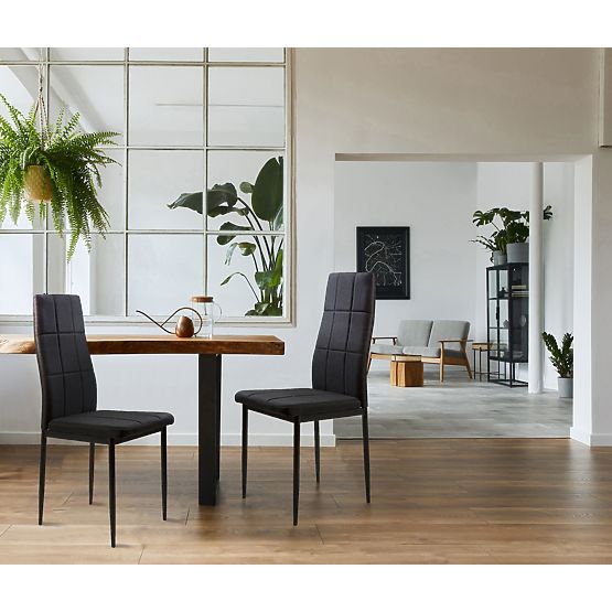 Set di sedie imbottite per sala da pranzo e soggiorno 4 pezzi nere
